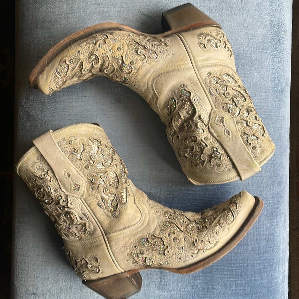 Corral Glitter Neutral Wedding Bride Cowboy Boots